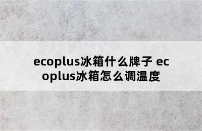 ecoplus冰箱什么牌子 ecoplus冰箱怎么调温度